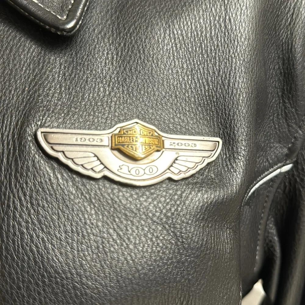 Harley Davidson 100 anniversary leather jacket women’s sz L - Picture 6 of 7